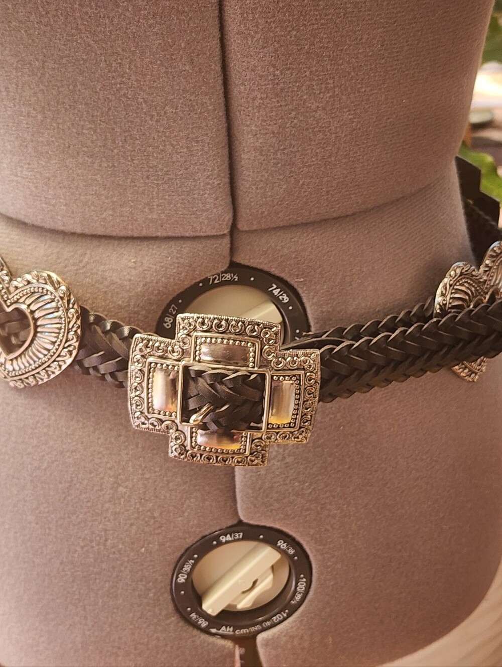 Vintage Southwestern Heart Concho Black Women's Belt Sz M-XL